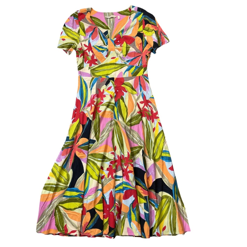 Soft‎ Surroundings Small Tahitian Tropical Floral Gemini Vibrant Midi Dress